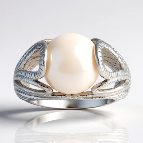 Anello in argento con Perla d'Acqua Dolce Bianca (Michelle Albala)