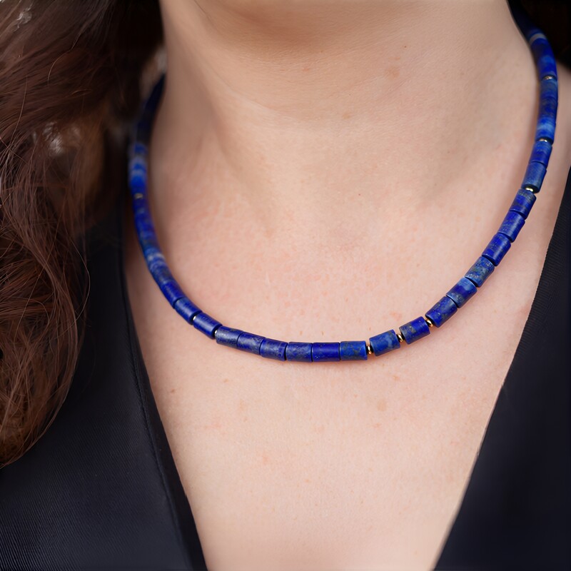 Lapislazuli-Silberhalskette