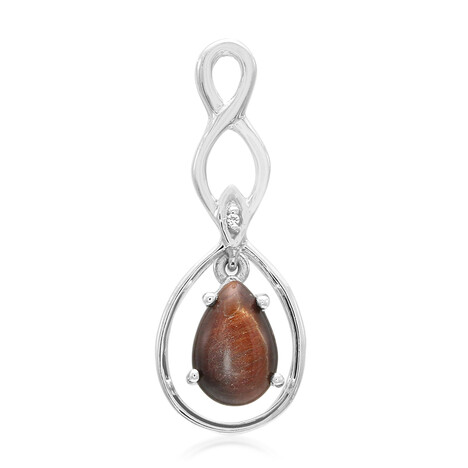Rotes Tigerauge-Silberanhänger