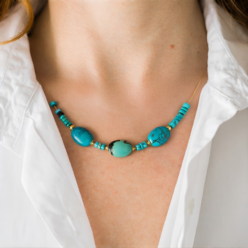 Collana in acciaio inossidabile con Turchese