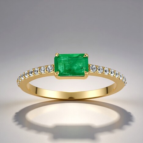 Anello in oro con Smeraldo Zambia