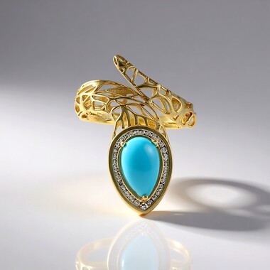 Sleeping Beauty-Türkis-Goldring (Ornaments by de Melo)