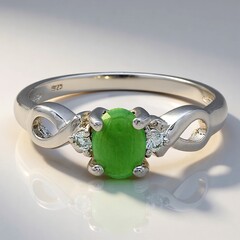 Anello in argento con Crisoprasio Imperiale