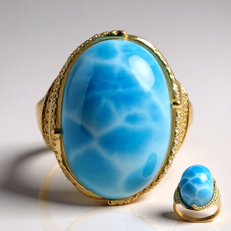 Anello in oro con Larimar