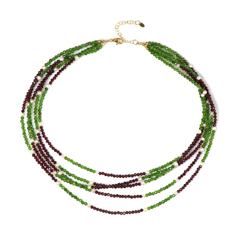 Zilveren halsketting met Russische diopsiedstenen (Riya)