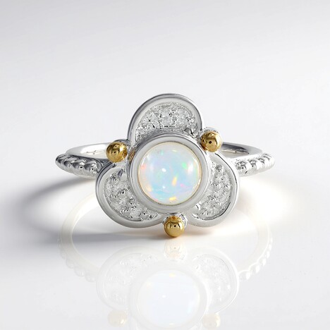 Anello in argento con Opale di Welo (Granulieren)