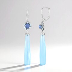 Orecchini in argento con Calcedonio Blu (KM by Juwelo)