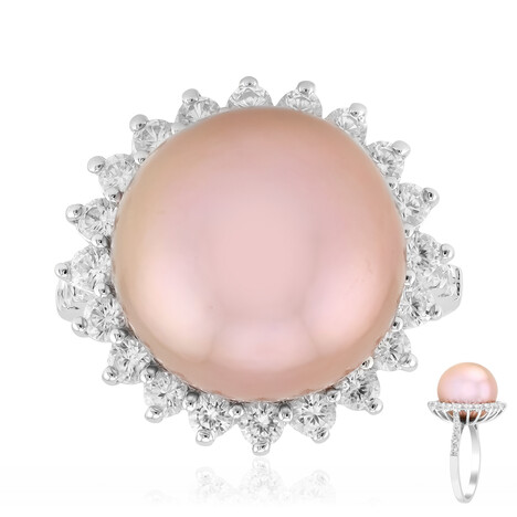 Zilveren ring met een paarse Ming parel (TPC)