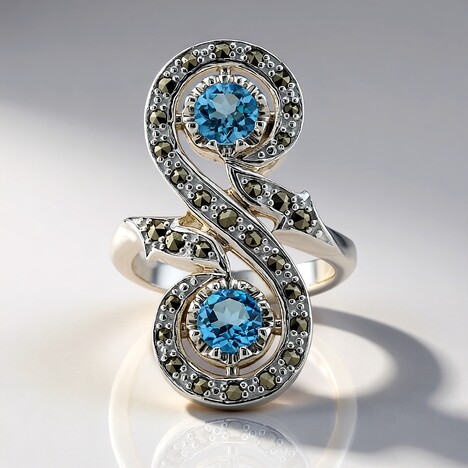 Anello in argento con Topazio Blu Svizzero (Annette classic)