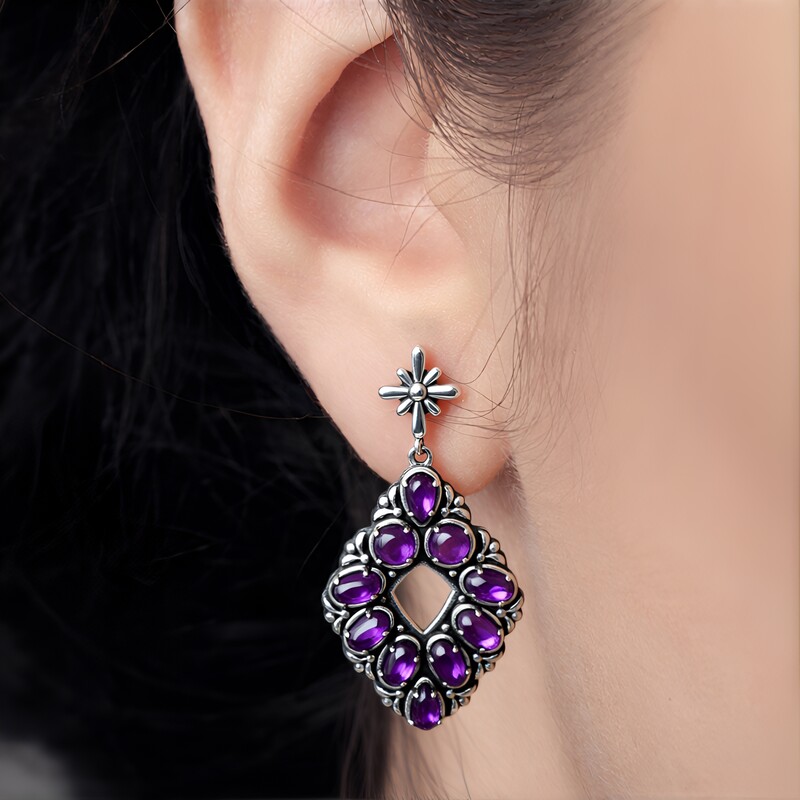 Pendientes en plata con Amatista de Zambia (Desert Chic)