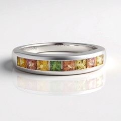 Anello in argento con Zaffiro Fancy