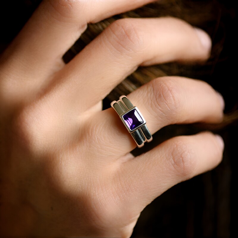 Sambia-Amethyst-Silberring (de Melo Essence)