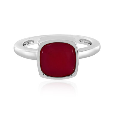 Zilveren ring met een framboos chalcedoon