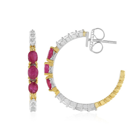 Boucles d'oreilles en argent et Rubis de Birmanie (Gems en Vogue)