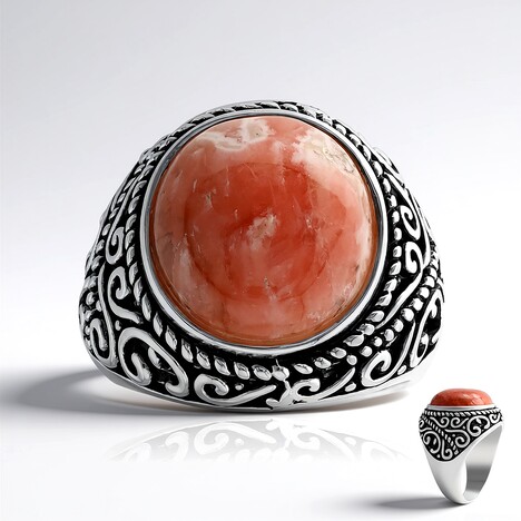 Anello in argento con Rodocrosite (Jones Lee)