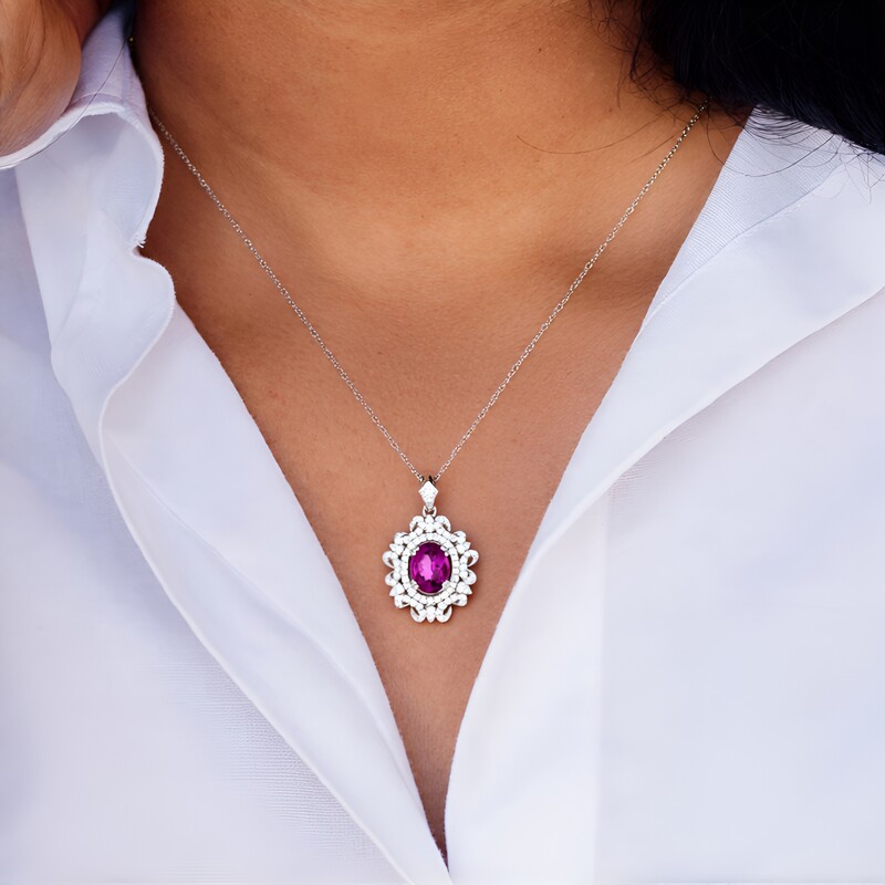 Pendentif en argent et Grenat magenta