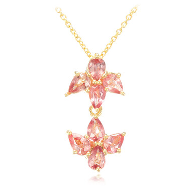 Nicht erhitzter Padparadscha-Saphir-Goldhalskette (AMAYANI)