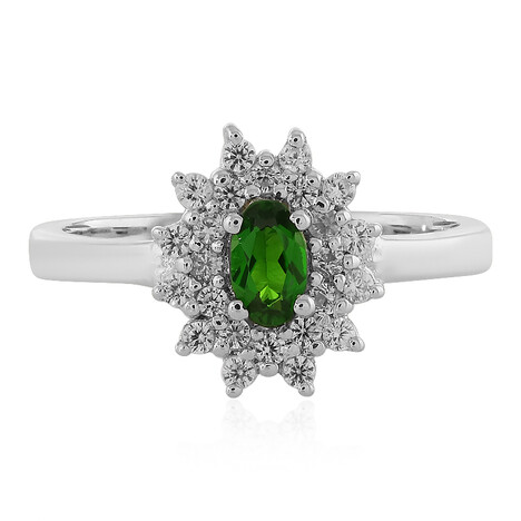 Anillo en plata con Diópsido de Rusia