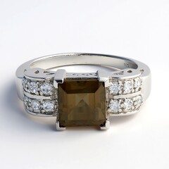 Anello in argento con Quarzo Fumè