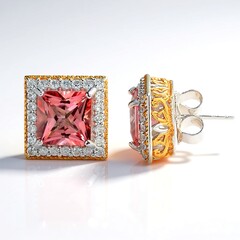Orecchini in argento con Topazio color morganite (Gems en Vogue)