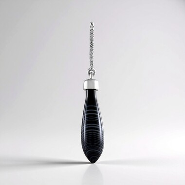 Black Agate Silver Pendant (MONOSONO COLLECTION)