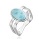 Anillo en plata con Larimar