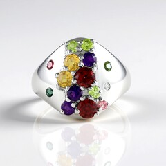 Anello in argento con Granato Mozambico