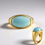 Anello in argento con Calcedonio Acqua (MONOSONO COLLECTION)
