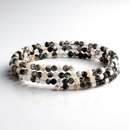 Brazalete en acero con Cuarzo rutilado negro (Riya)