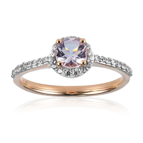 Nicht erhitzter Pinkfarbener Beryll-Goldring