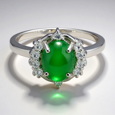 Bague en argent et Chrysoprase impériale