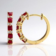 Boucles d'oreilles en or et Rubis du Mozambique