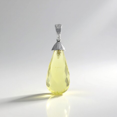 Ciondolo in argento con Quarzo Limone (MONOSONO COLLECTION)