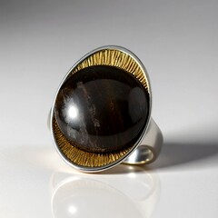 Anello in argento con Legno Fossile (dagen)