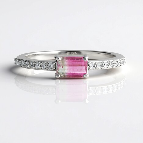 Bague en argent et Tourmaline Melon d'Eau