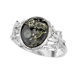 Anillo en plata con Ámbar báltico verde (dagen)