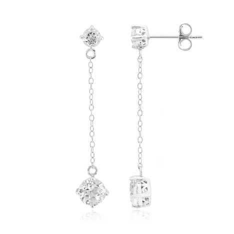 Zilveren oorbellen met witte topaasstenen