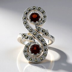 Anello in argento con Granato Mozambico (Annette classic)