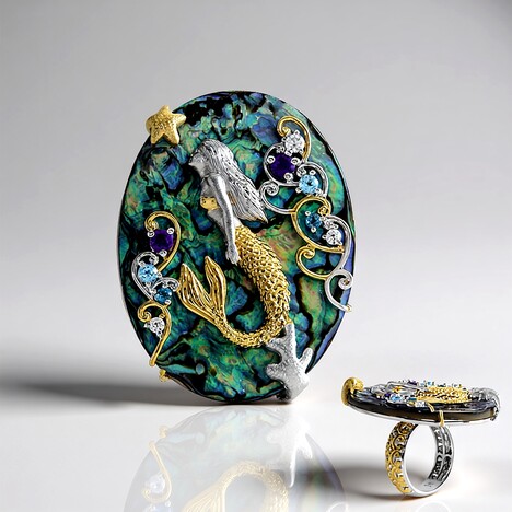 Anello in argento con Conchiglia Abalone (Gems en Vogue)