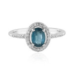 Anello in argento con Cianite Blu Foglia di Tè