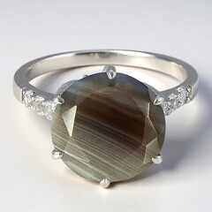 Anello in argento con Agata Botswana