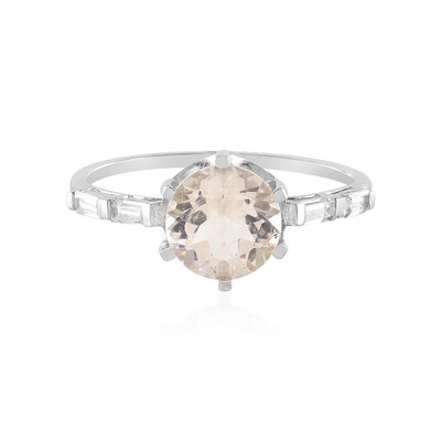 Anello in platino con Morganite del Madagascar AAA