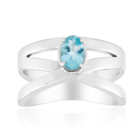 Bague en argent et Apatite bleue (Pallanova)