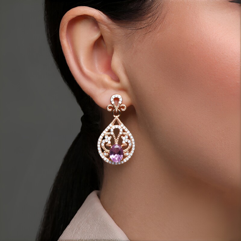 Amethyst Silver Earrings