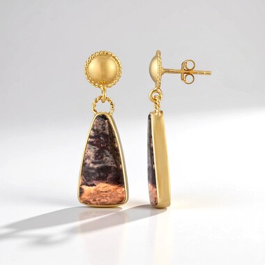 Orecchini in argento con Diaspro Batik (Bali Barong)