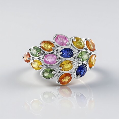 Anello in argento con Zaffiro Fancy
