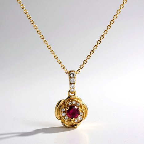 Collana in oro con Rubino Mozambico AAA (CIRARI)