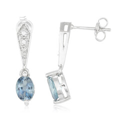 Boucles d'oreilles en argent et Aigue-Marine Santa Maria
