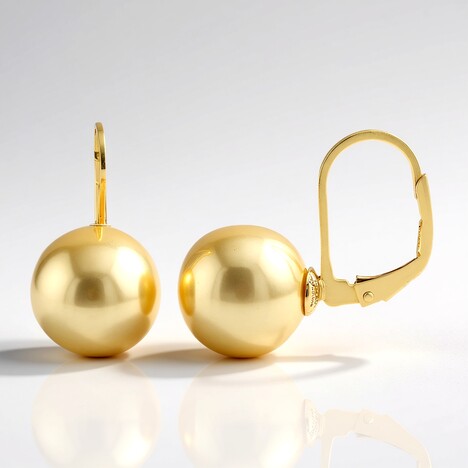 Orecchini in argento con Perla Dorata dei Mari del Sud Kabira (Annette)