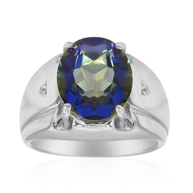 Blauer Mystik-Quarz-Silberring
